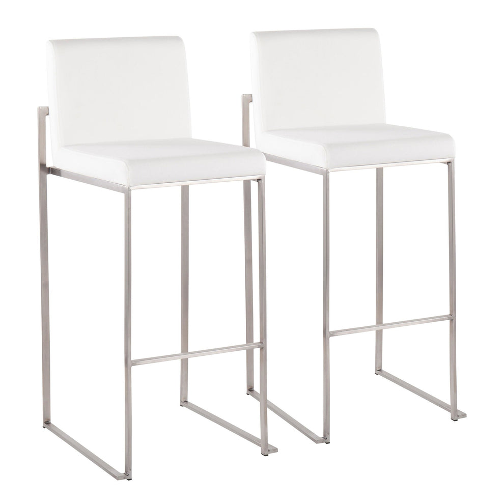 Fuji Contemporary High Back Barstool in Stainless Steel and Black Velvet By LumiSource - Set of 2 | Bar Stools | Modishstore - 10