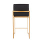 Fuji Contemporary High Back Counter Stool in Gold Steel and Black Faux Leather By LumiSource - Set of 2 | Counter Stools | Modishstore - 10
