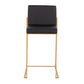 Fuji Contemporary High Back Counter Stool in Gold Steel and Black Faux Leather By LumiSource - Set of 2 | Counter Stools | Modishstore - 3