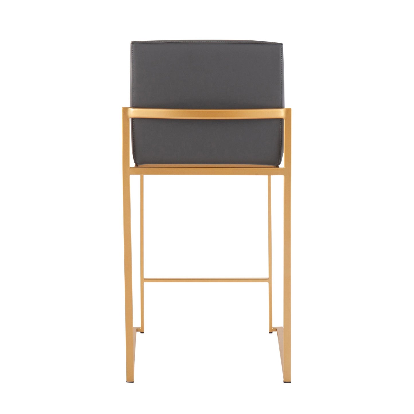 Fuji Contemporary High Back Counter Stool in Gold Steel and Black Faux Leather By LumiSource - Set of 2 | Counter Stools | Modishstore - 20