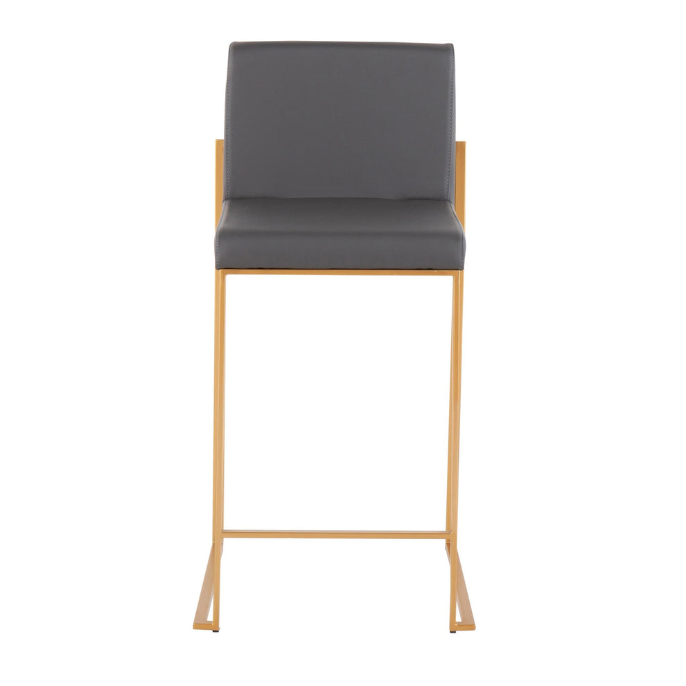 Fuji Contemporary High Back Counter Stool in Gold Steel and Black Faux Leather By LumiSource - Set of 2 | Counter Stools | Modishstore - 12