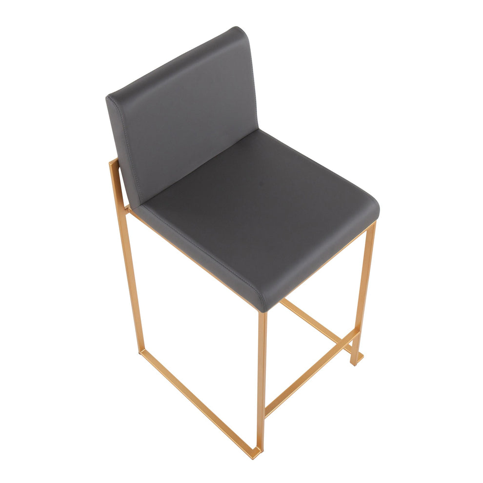 Fuji Contemporary High Back Counter Stool in Gold Steel and Black Faux Leather By LumiSource - Set of 2 | Counter Stools | Modishstore - 13