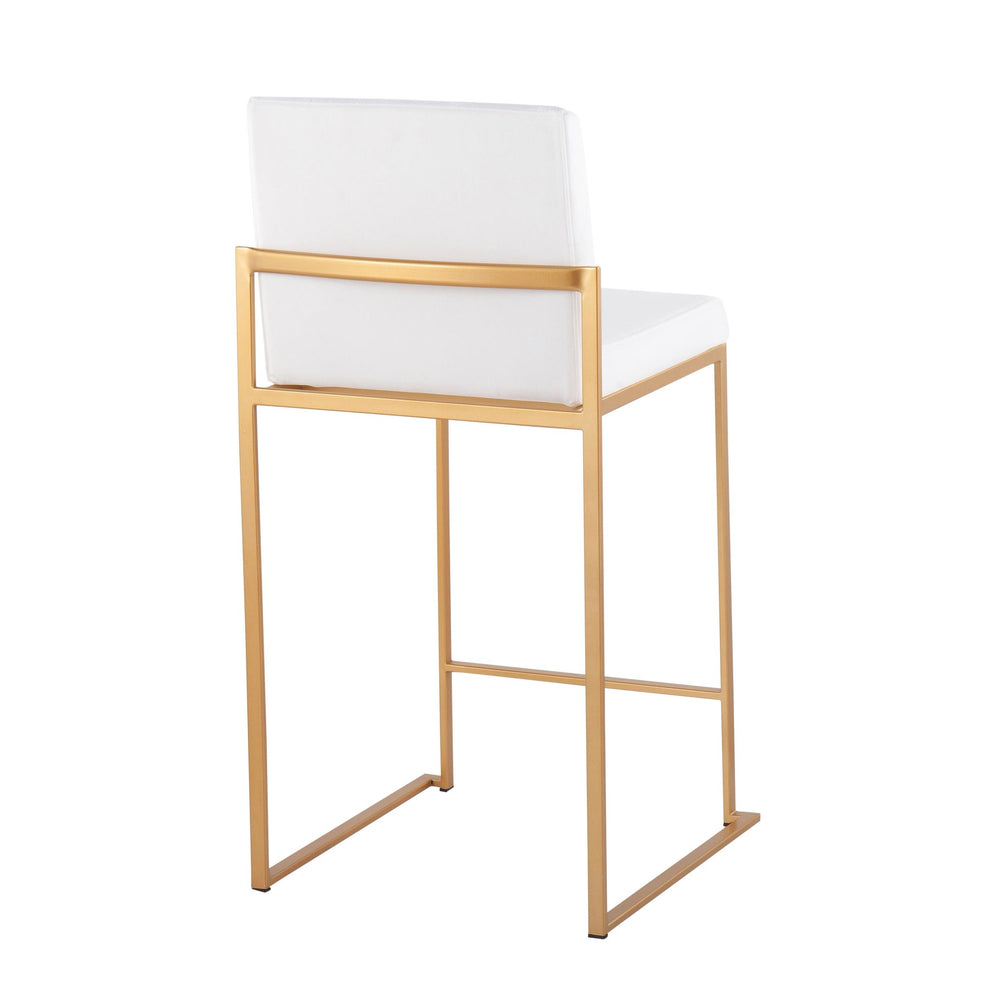 Fuji Contemporary High Back Counter Stool in Gold Steel and Black Velvet By LumiSource - Set of 2 | Counter Stools | Modishstore - 19