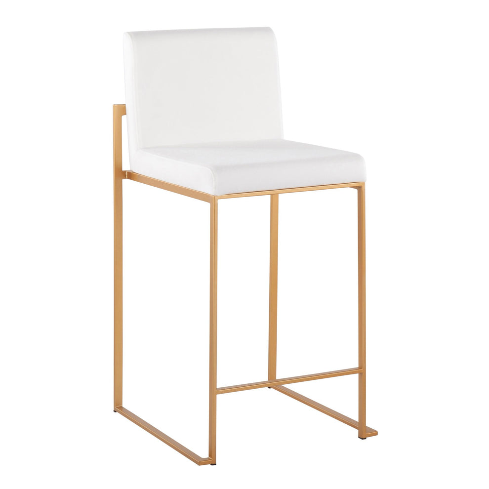 Fuji Contemporary High Back Counter Stool in Gold Steel and Black Velvet By LumiSource - Set of 2 | Counter Stools | Modishstore - 17