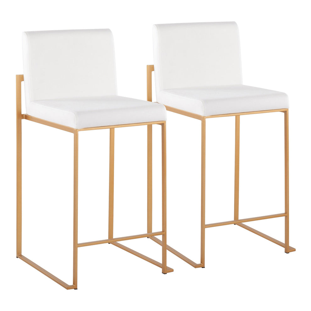 Fuji Contemporary High Back Counter Stool in Gold Steel and Black Velvet By LumiSource - Set of 2 | Counter Stools | Modishstore - 11
