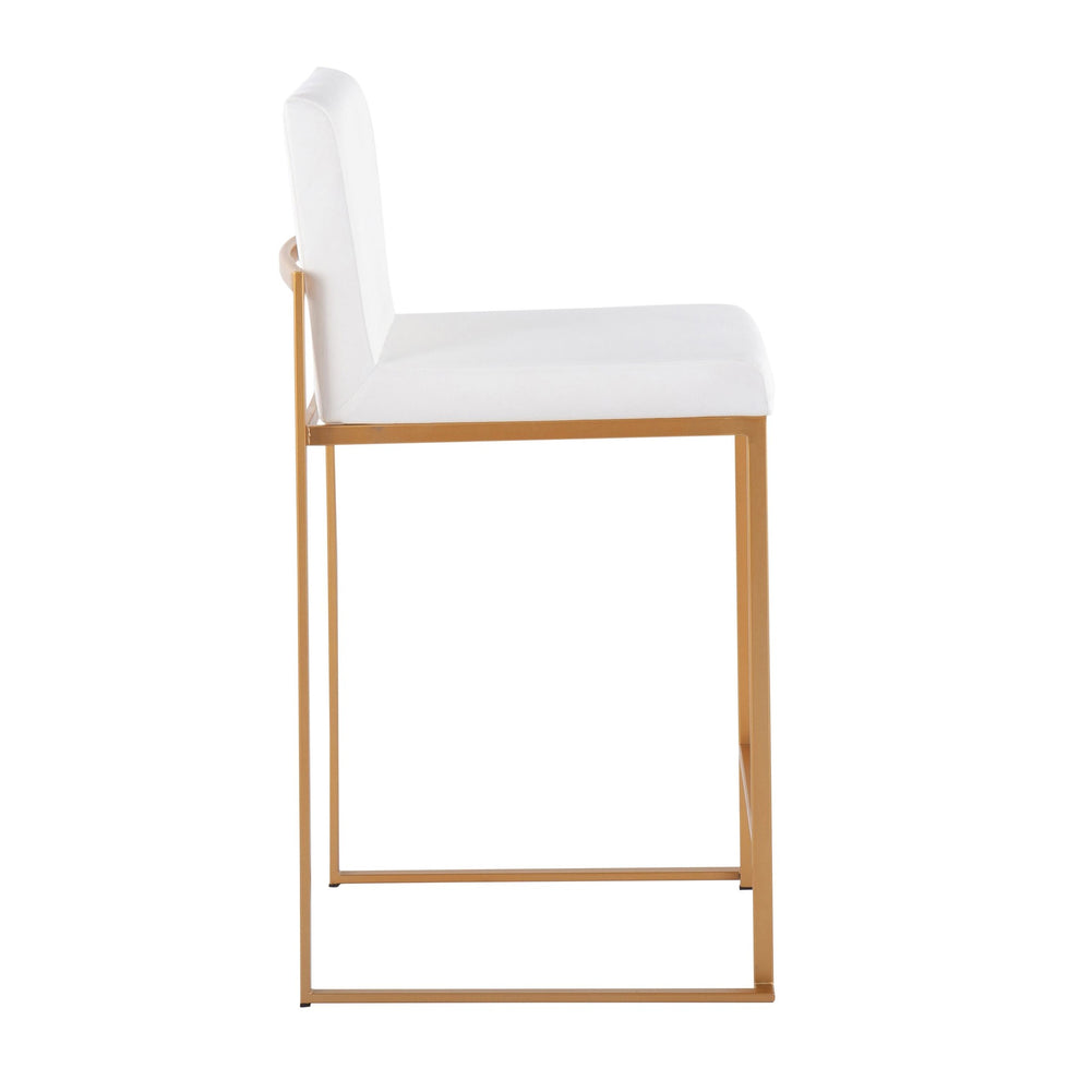 Fuji Contemporary High Back Counter Stool in Gold Steel and Black Velvet By LumiSource - Set of 2 | Counter Stools | Modishstore - 18