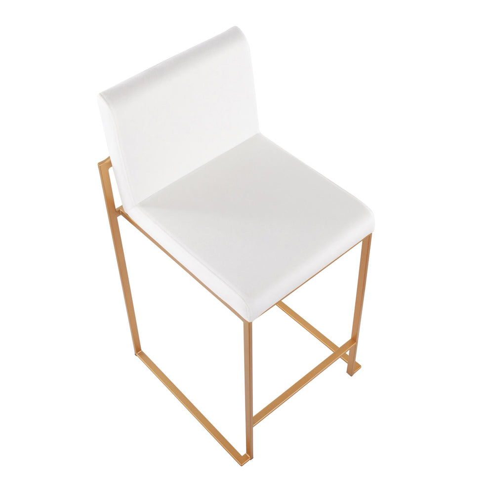 Fuji Contemporary High Back Counter Stool in Gold Steel and Black Velvet By LumiSource - Set of 2 | Counter Stools | Modishstore - 13