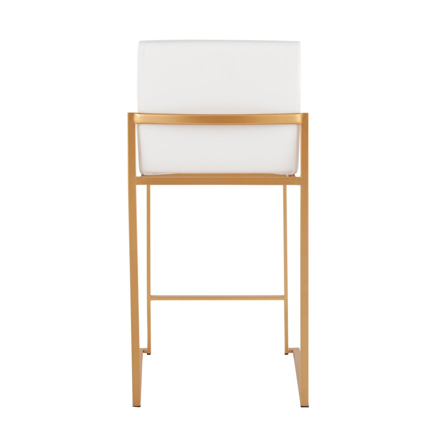 Fuji Contemporary High Back Counter Stool in Gold Steel and White Faux Leather By LumiSource - Set of 2 | Counter Stools | Modishstore - 10