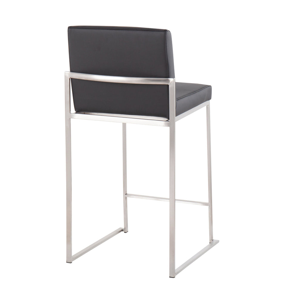 Fuji High Back Counter Stool - Set of 2 Black PU By LumiSource | Counter Stools | Modishstore - 6