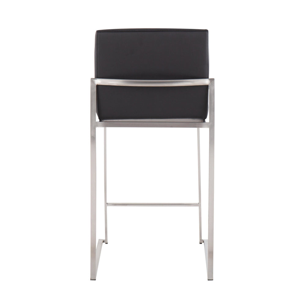 Fuji High Back Counter Stool - Set of 2 Black PU By LumiSource | Counter Stools | Modishstore - 7