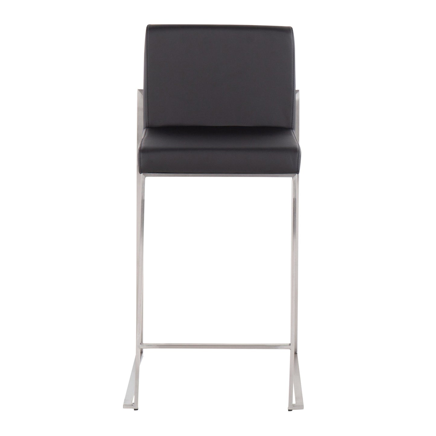 Fuji High Back Counter Stool - Set of 2 Black PU By LumiSource | Counter Stools | Modishstore - 8