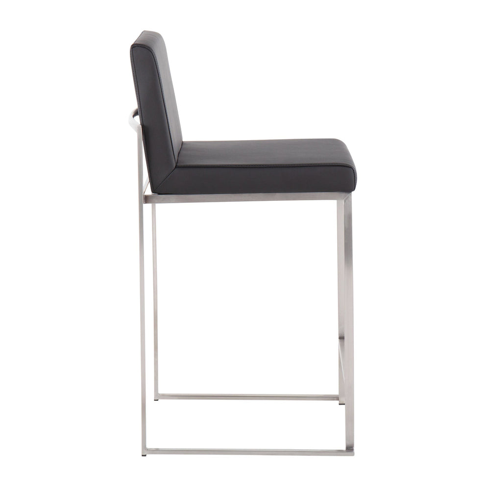 Fuji High Back Counter Stool - Set of 2 Black PU By LumiSource | Counter Stools | Modishstore - 5