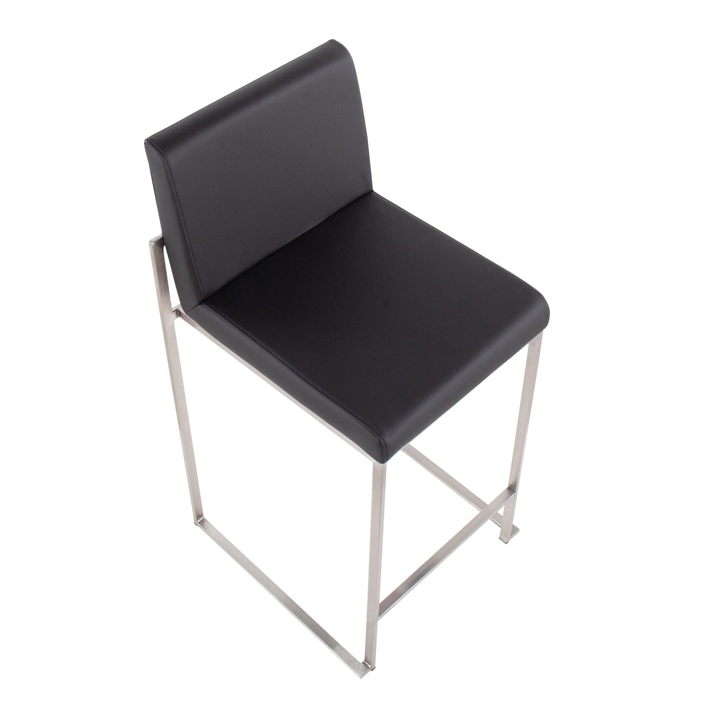 Fuji High Back Counter Stool - Set of 2 Black PU By LumiSource | Counter Stools | Modishstore - 10