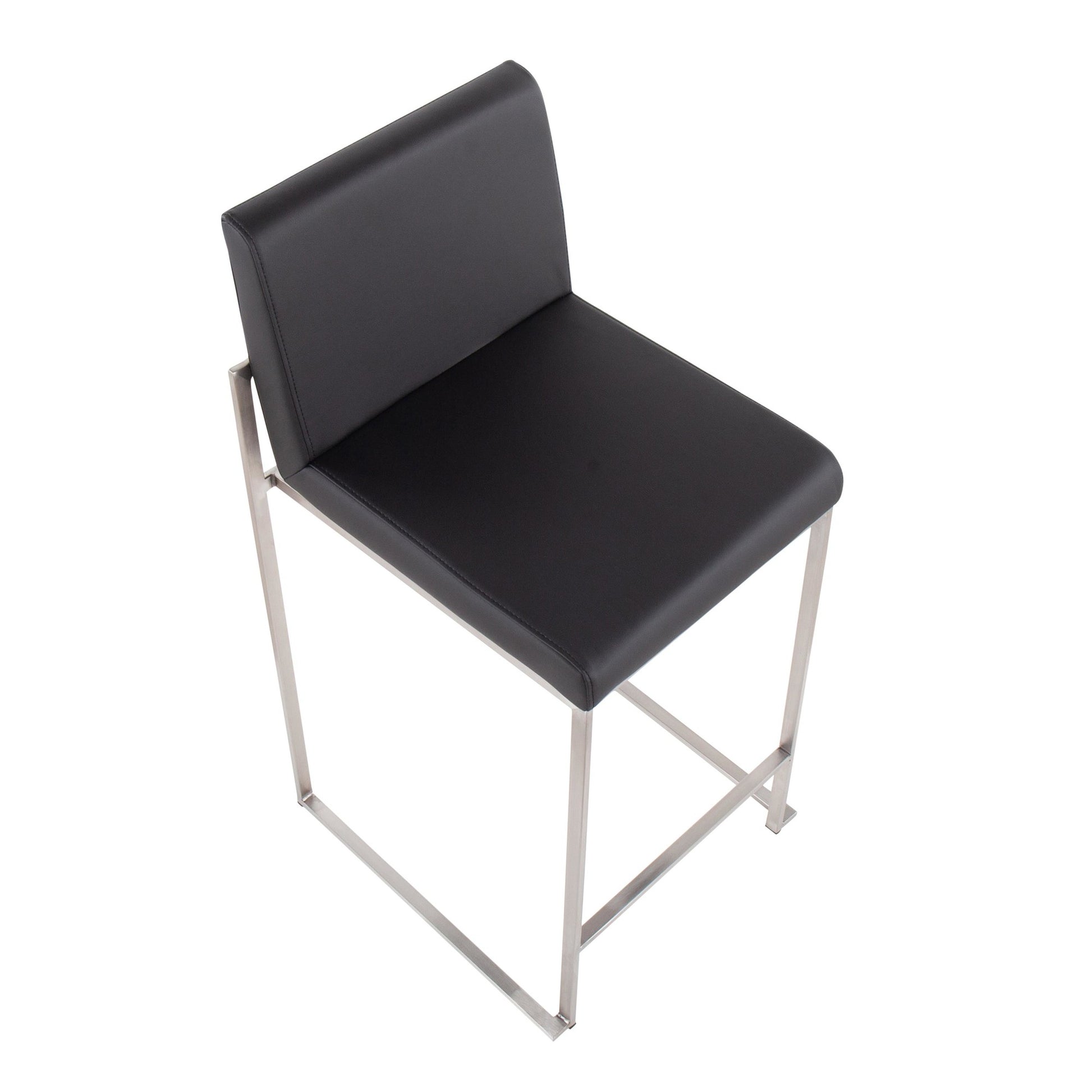 Fuji High Back Counter Stool - Set of 2 Black PU By LumiSource | Counter Stools | Modishstore - 10