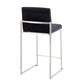 Fuji Contemporary High Back Counter Stool in Stainless Steel and Black Velvet By LumiSource - Set of 2 | Counter Stools | Modishstore - 9