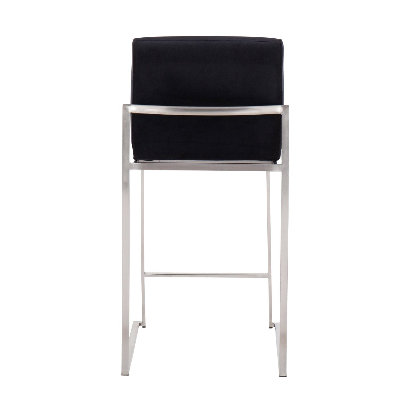 Fuji Contemporary High Back Counter Stool in Stainless Steel and Black Velvet By LumiSource - Set of 2 | Counter Stools | Modishstore - 10
