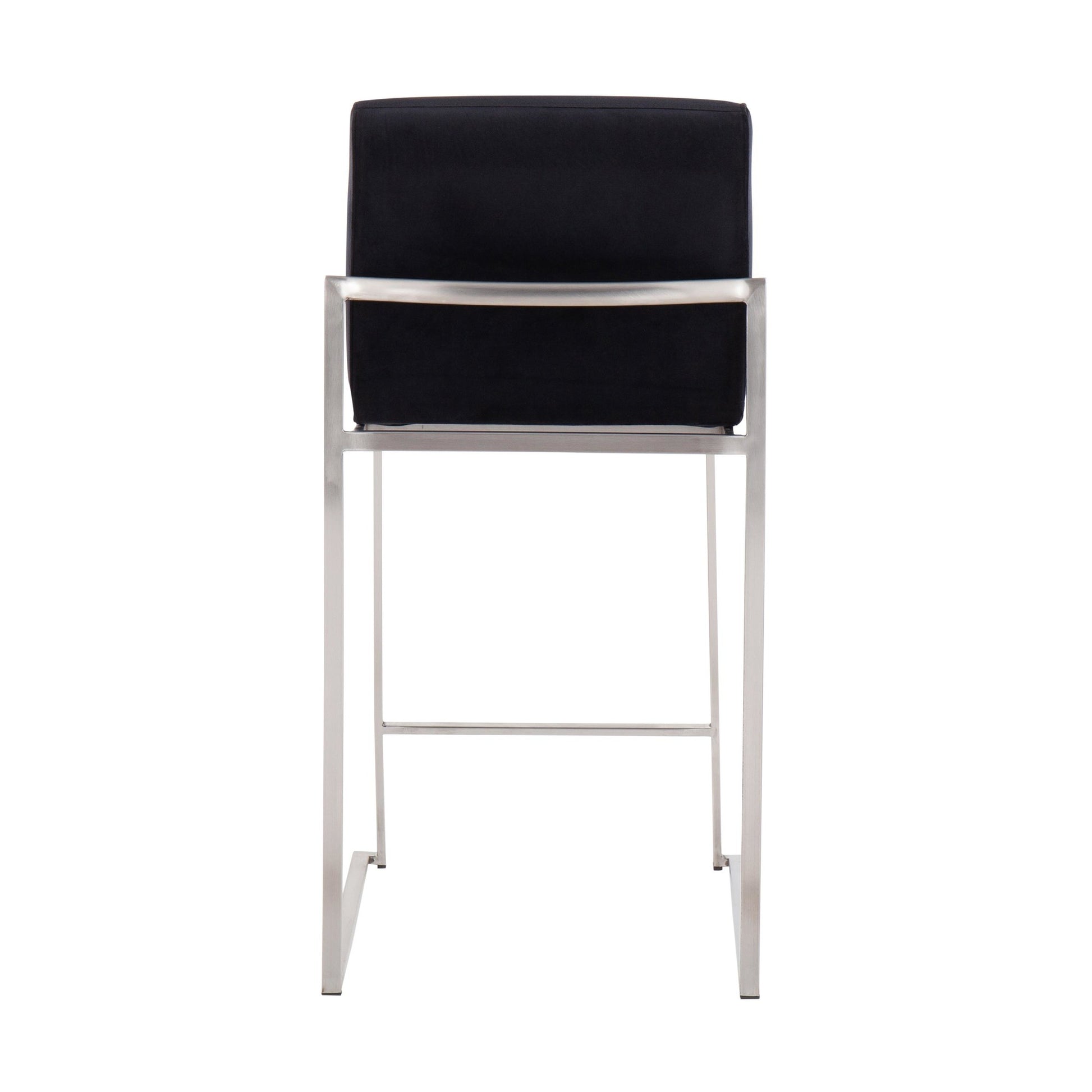 Fuji Contemporary High Back Counter Stool in Stainless Steel and Black Velvet By LumiSource - Set of 2 | Counter Stools | Modishstore - 10