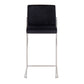 Fuji Contemporary High Back Counter Stool in Stainless Steel and Black Velvet By LumiSource - Set of 2 | Counter Stools | Modishstore - 3