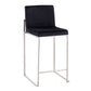 Fuji Contemporary High Back Counter Stool in Stainless Steel and Black Velvet By LumiSource - Set of 2 | Counter Stools | Modishstore - 7