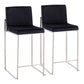 Fuji Contemporary High Back Counter Stool in Stainless Steel and Black Velvet By LumiSource - Set of 2 | Counter Stools | Modishstore - 2