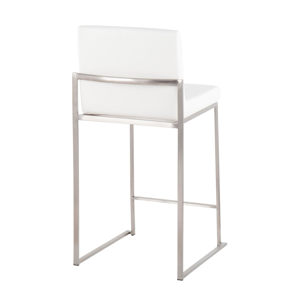 Fuji High Back Counter Stool - Set of 2 Black PU By LumiSource | Counter Stools | Modishstore - 16