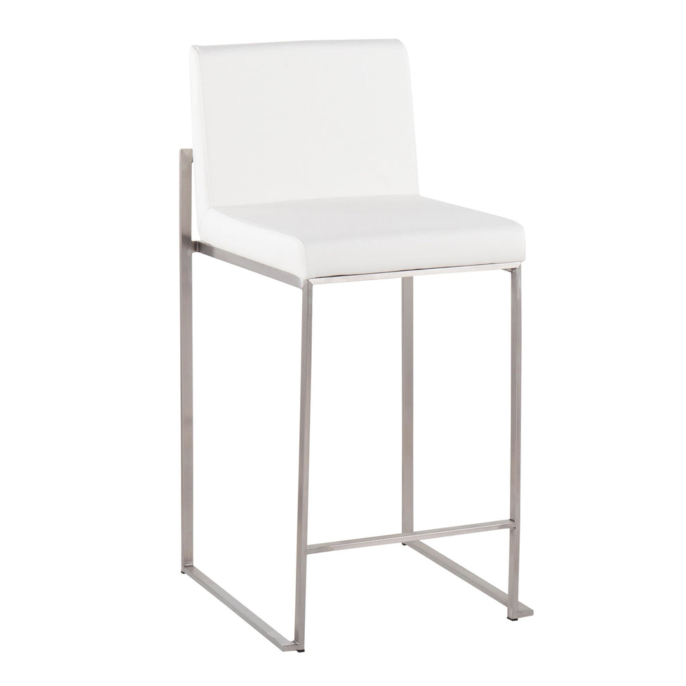 Fuji High Back Counter Stool - Set of 2 Black PU By LumiSource | Counter Stools | Modishstore - 14
