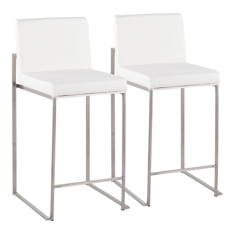 Fuji High Back Counter Stool - Set of 2 Black PU By LumiSource | Counter Stools | Modishstore - 13