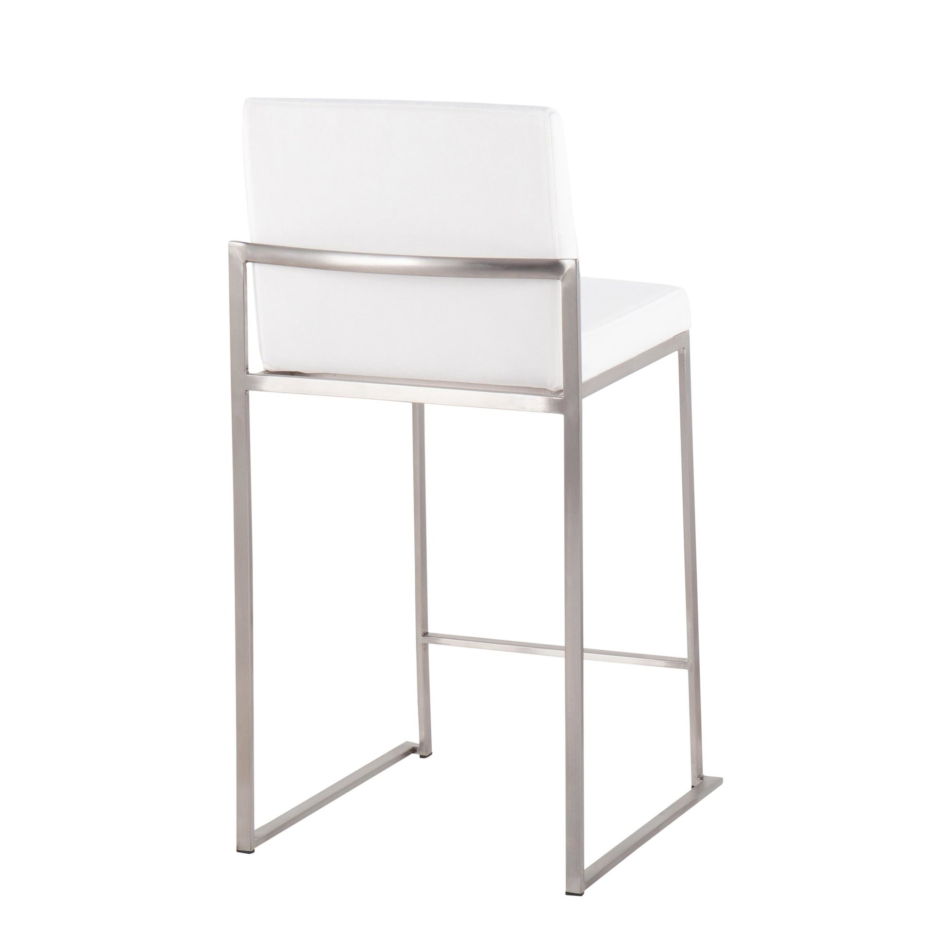 Fuji Contemporary High Back Counter Stool in Stainless Steel and Black Velvet By LumiSource - Set of 2 | Counter Stools | Modishstore - 19