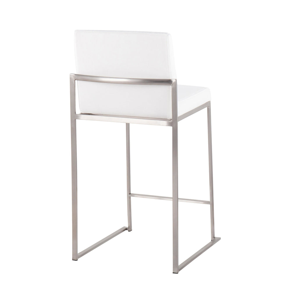Fuji Contemporary High Back Counter Stool in Stainless Steel and Black Velvet By LumiSource - Set of 2 | Counter Stools | Modishstore - 19