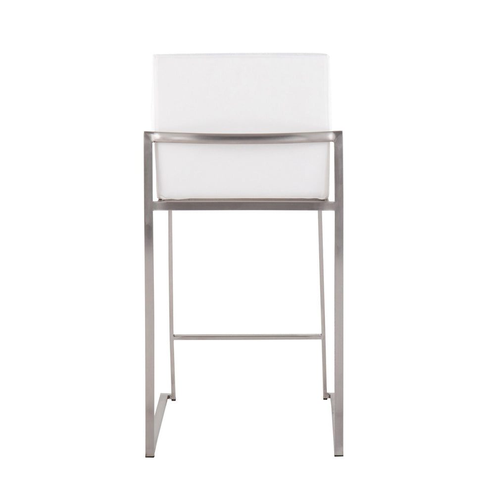 Fuji Contemporary High Back Counter Stool in Stainless Steel and Black Velvet By LumiSource - Set of 2 | Counter Stools | Modishstore - 20