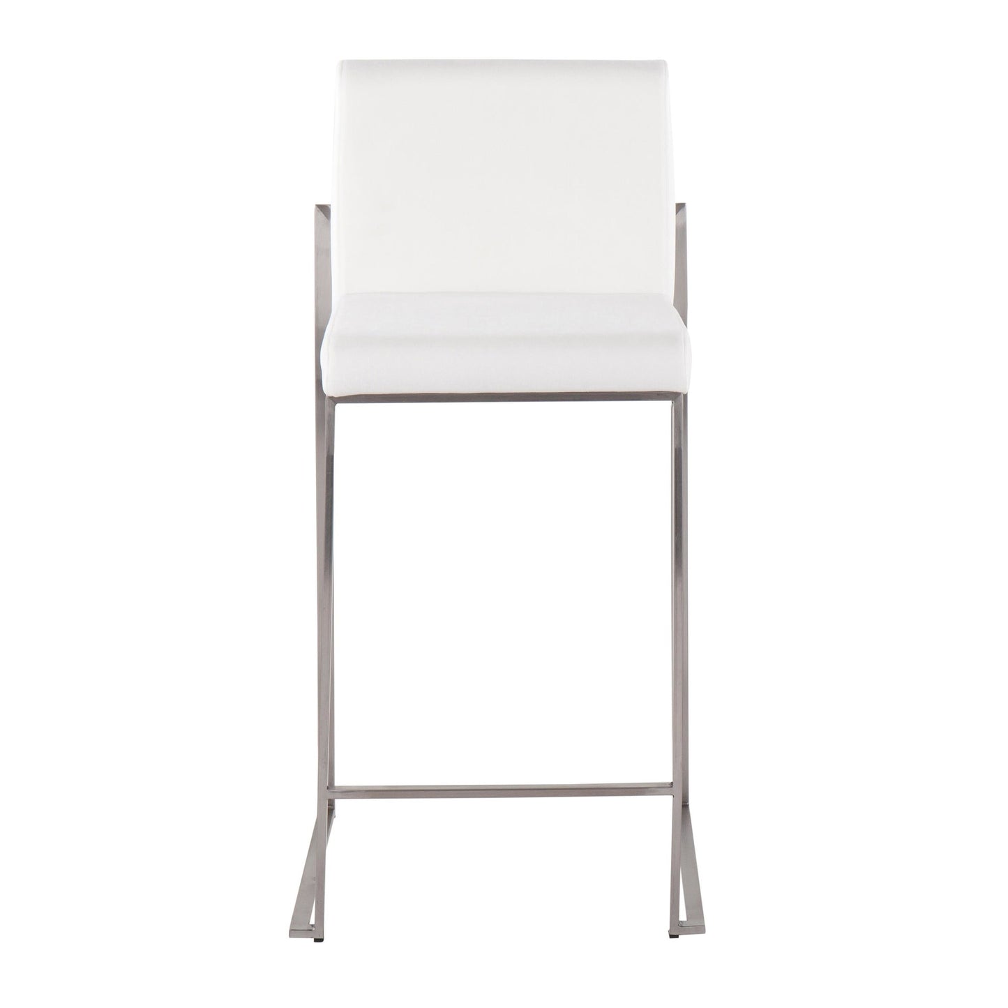 Fuji Contemporary High Back Counter Stool in Stainless Steel and Black Velvet By LumiSource - Set of 2 | Counter Stools | Modishstore - 12