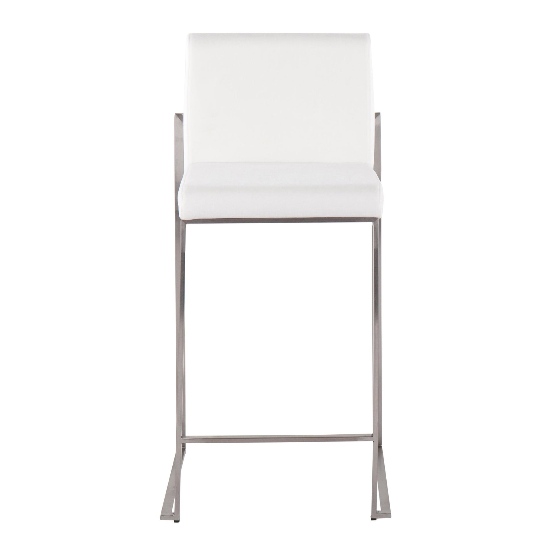 Fuji Contemporary High Back Counter Stool in Stainless Steel and Black Velvet By LumiSource - Set of 2 | Counter Stools | Modishstore - 12