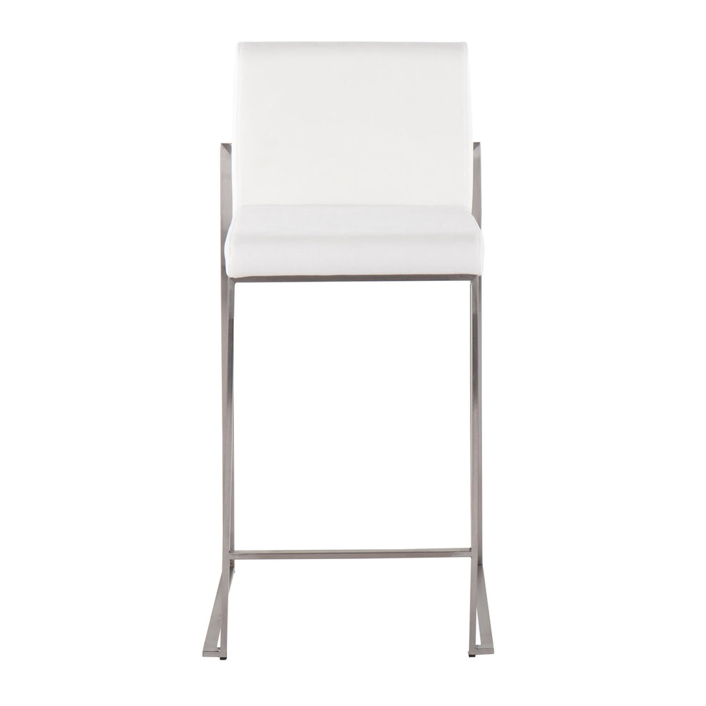 Fuji Contemporary High Back Counter Stool in Stainless Steel and Black Velvet By LumiSource - Set of 2 | Counter Stools | Modishstore - 12