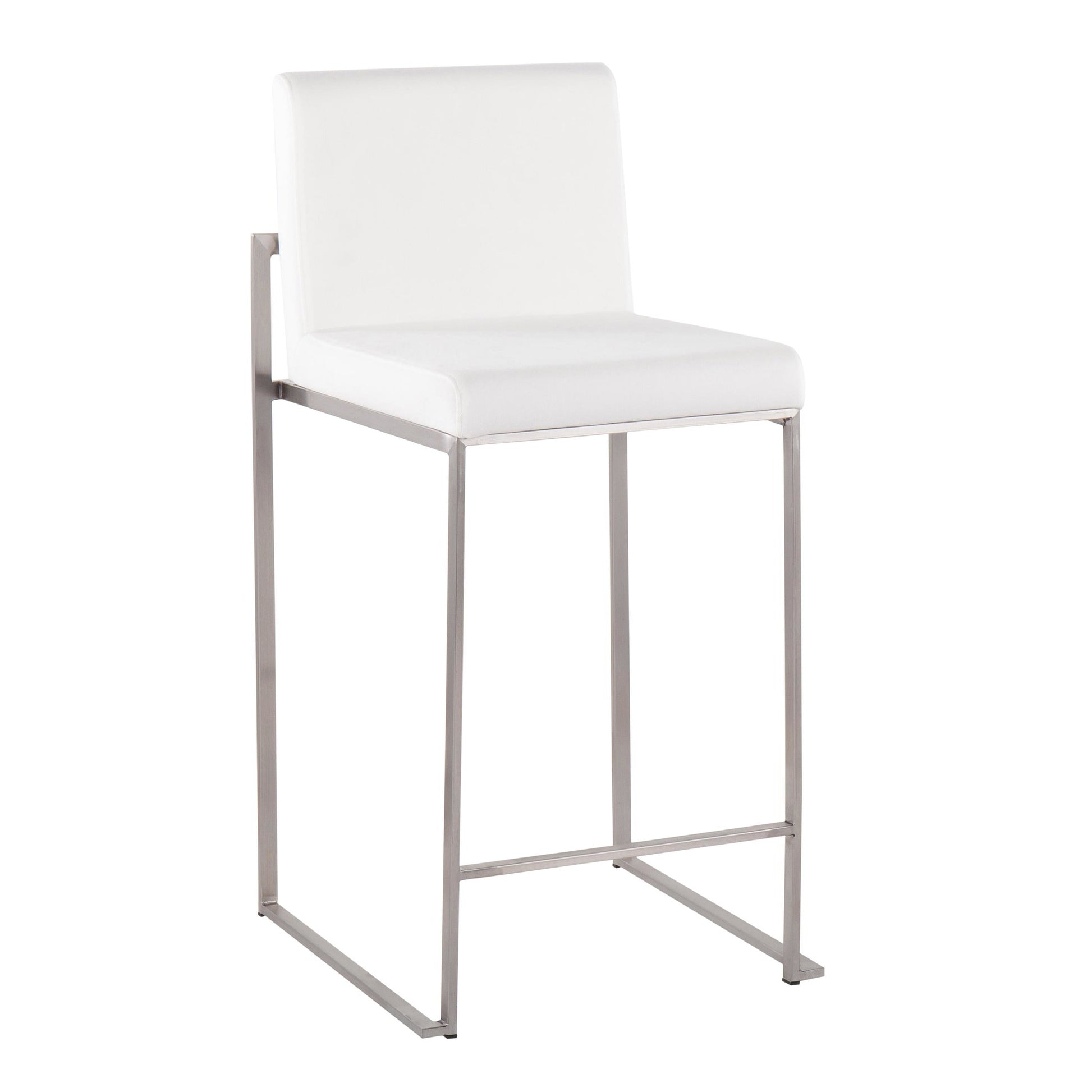 Fuji Contemporary High Back Counter Stool in Stainless Steel and Black Velvet By LumiSource - Set of 2 | Counter Stools | Modishstore - 17