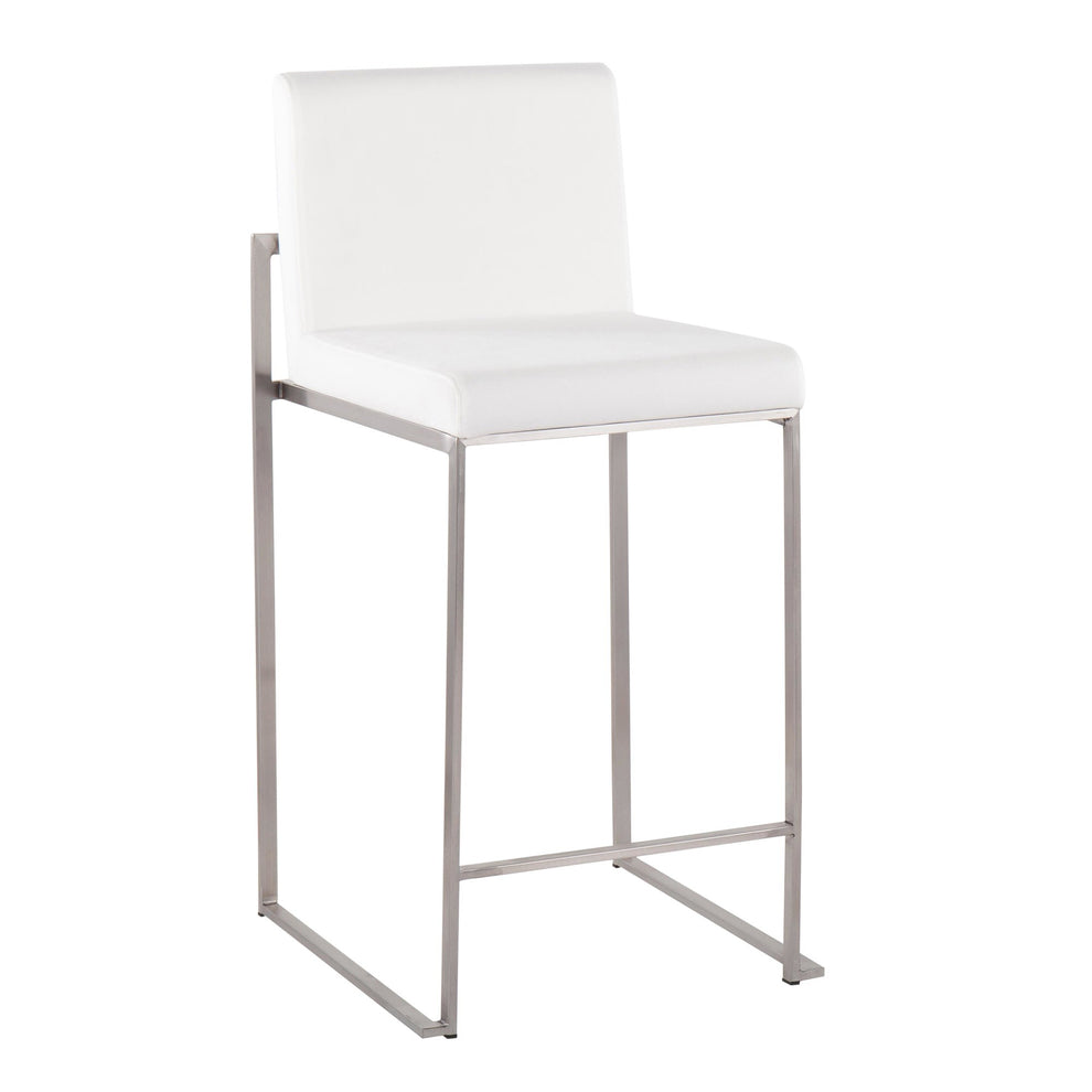 Fuji Contemporary High Back Counter Stool in Stainless Steel and Black Velvet By LumiSource - Set of 2 | Counter Stools | Modishstore - 17