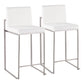 Fuji Contemporary High Back Counter Stool in Stainless Steel and Black Velvet By LumiSource - Set of 2 | Counter Stools | Modishstore - 11