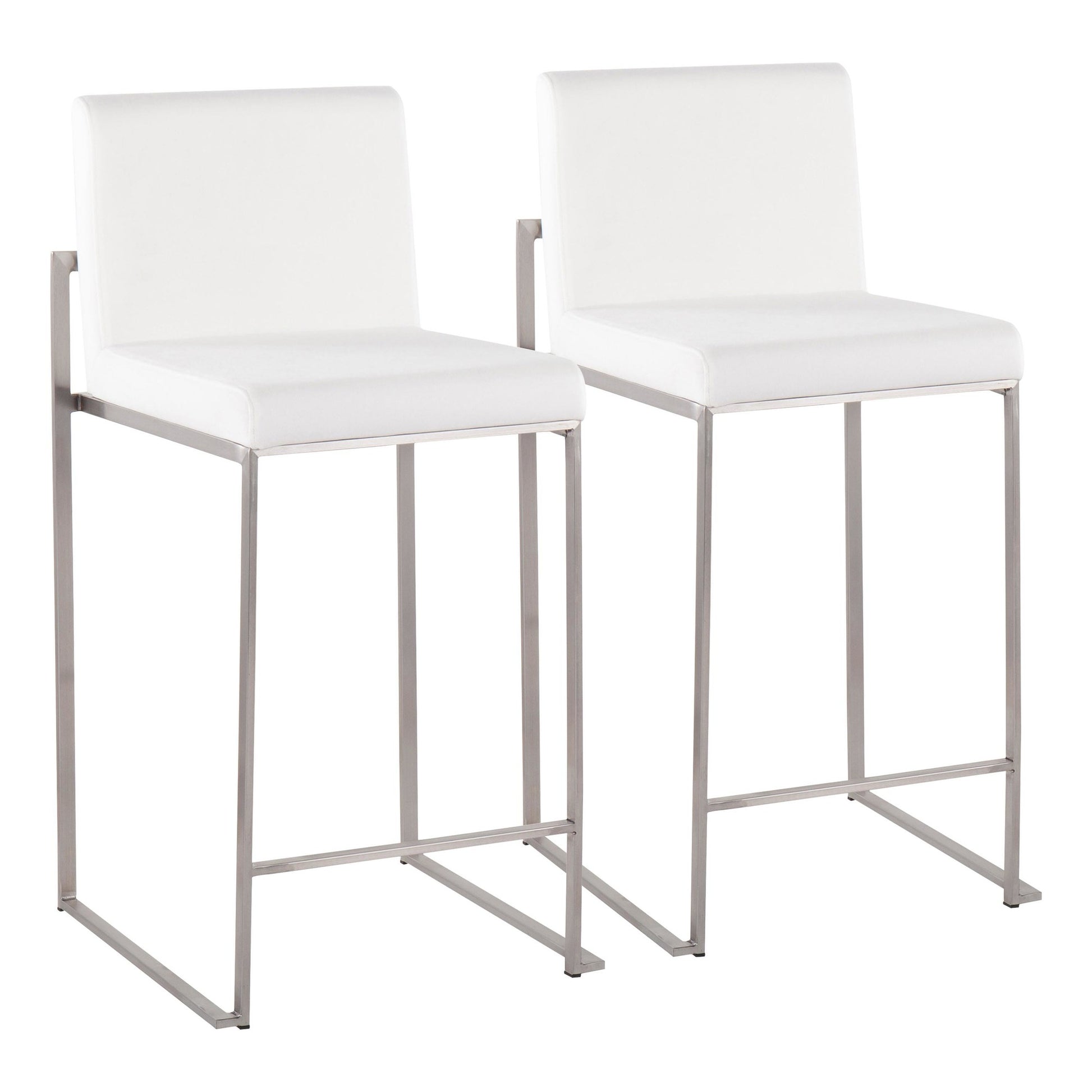Fuji Contemporary High Back Counter Stool in Stainless Steel and Black Velvet By LumiSource - Set of 2 | Counter Stools | Modishstore - 11