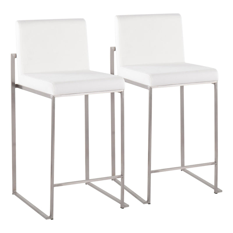 Fuji Contemporary High Back Counter Stool in Stainless Steel and Black Velvet By LumiSource - Set of 2 | Counter Stools | Modishstore - 11