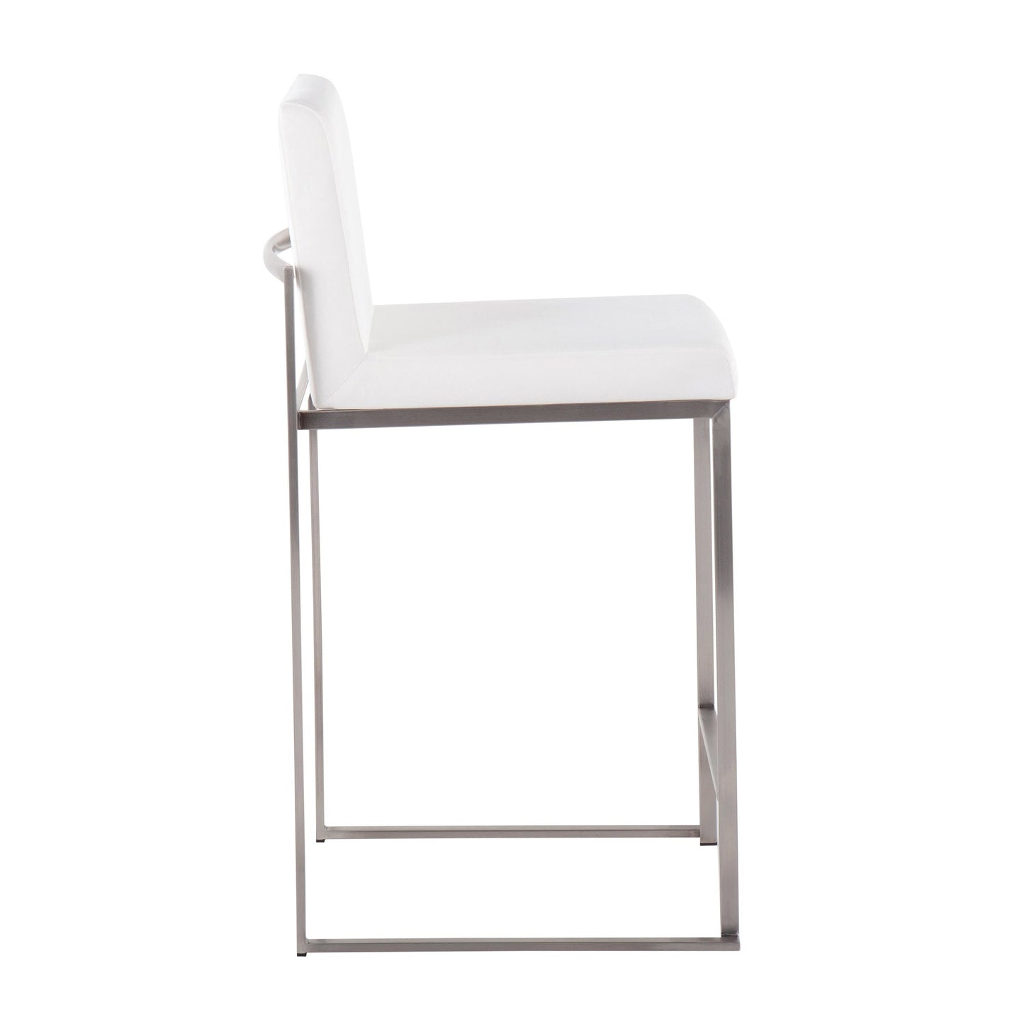 Fuji Contemporary High Back Counter Stool in Stainless Steel and Black Velvet By LumiSource - Set of 2 | Counter Stools | Modishstore - 18