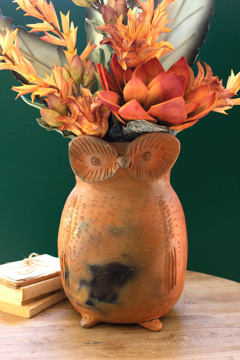 Teracotta Owl Planter By Kalalou | Planters, Troughs & Cachepots | Modishstore