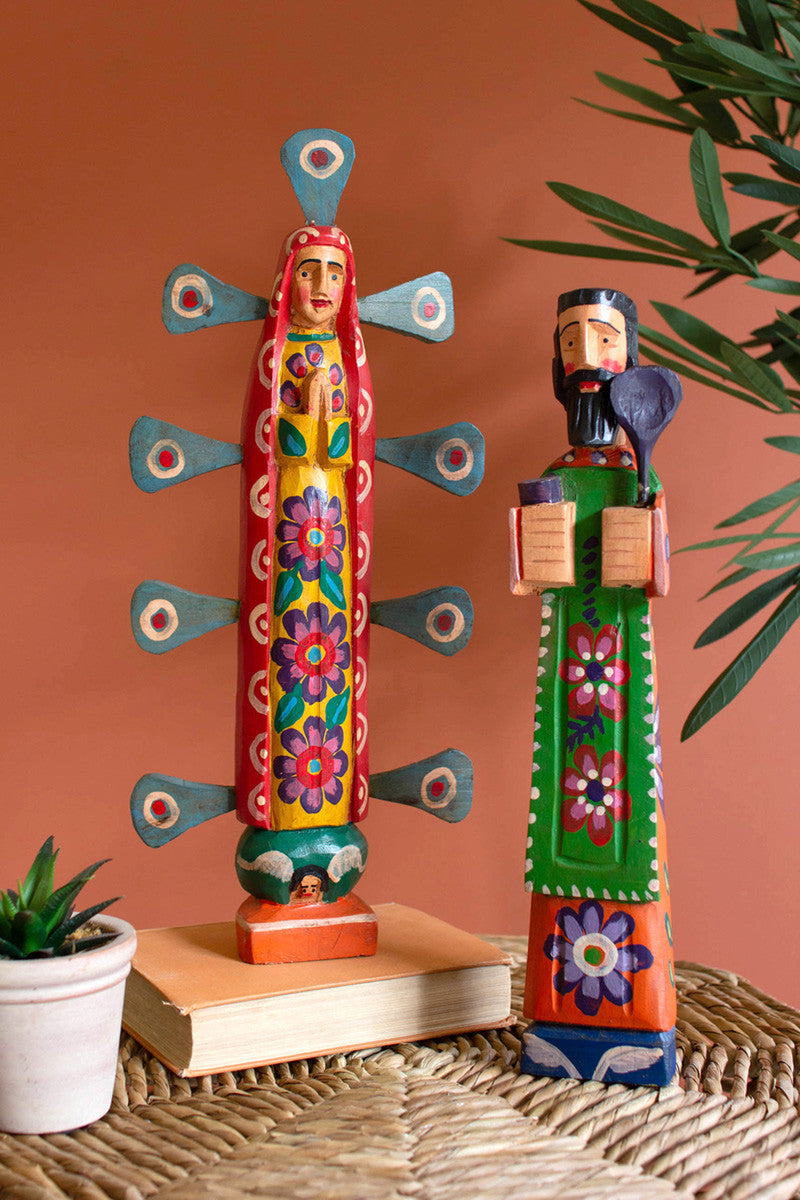 Painted Wooden Virgin Guadalupe By Kalalou | Sculptures | Modishstore - 4