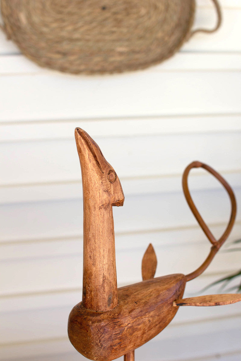 Natural Wooden Birds Set Of 2 By Kalalou | Sculptures | Modishstore - 2