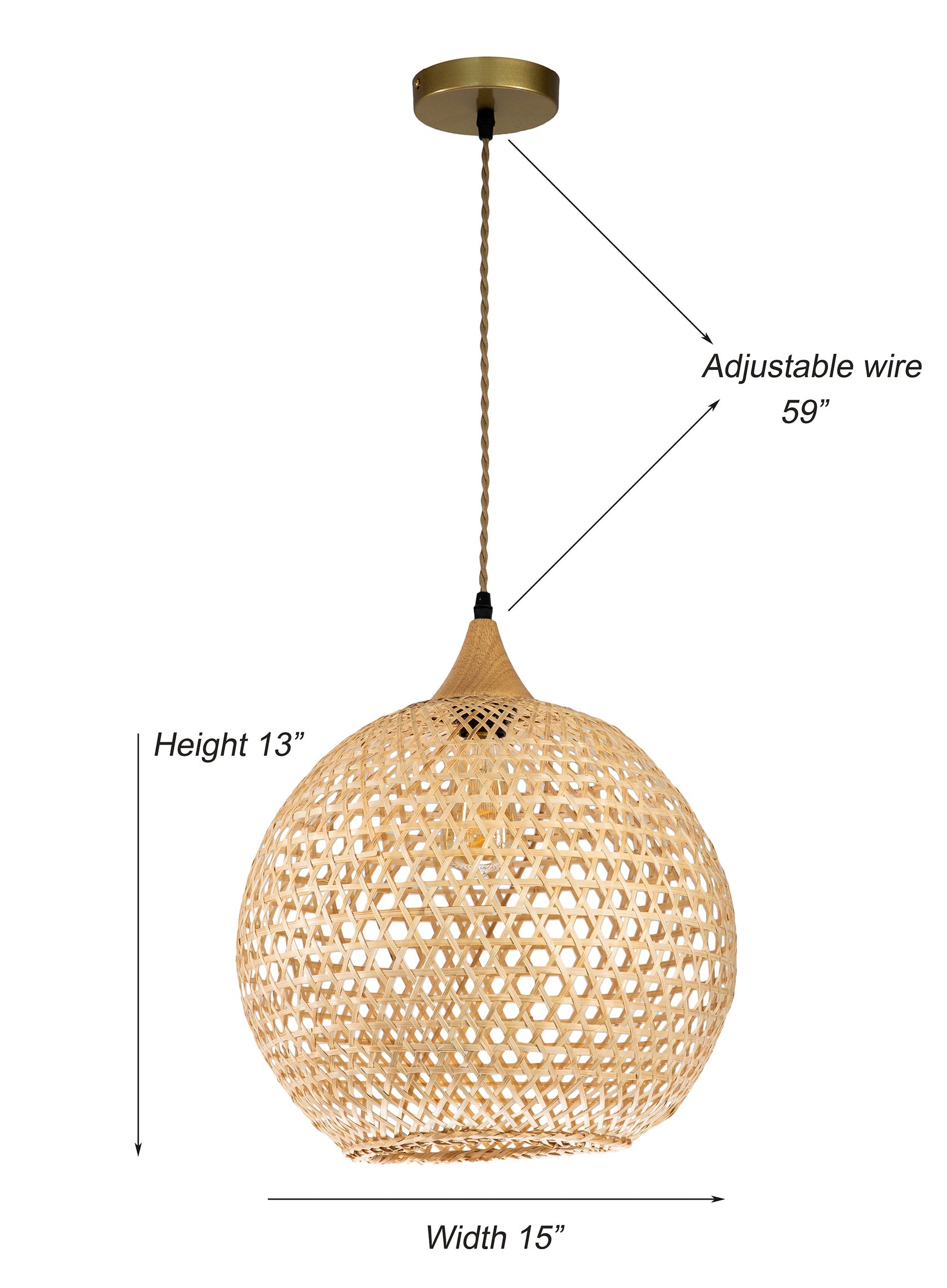 Ele Rattan Pendant Light D15 By Ele Light & Decor | Pendant Lamps |  Modishstore  - 5