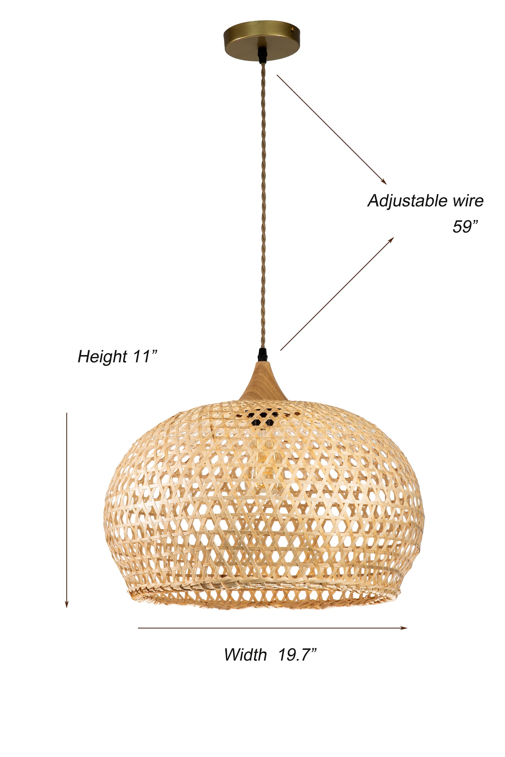 Ele Rattan Pendant Light D19 By Ele Light & Decor | Pendant Lamps |  Modishstore  - 5