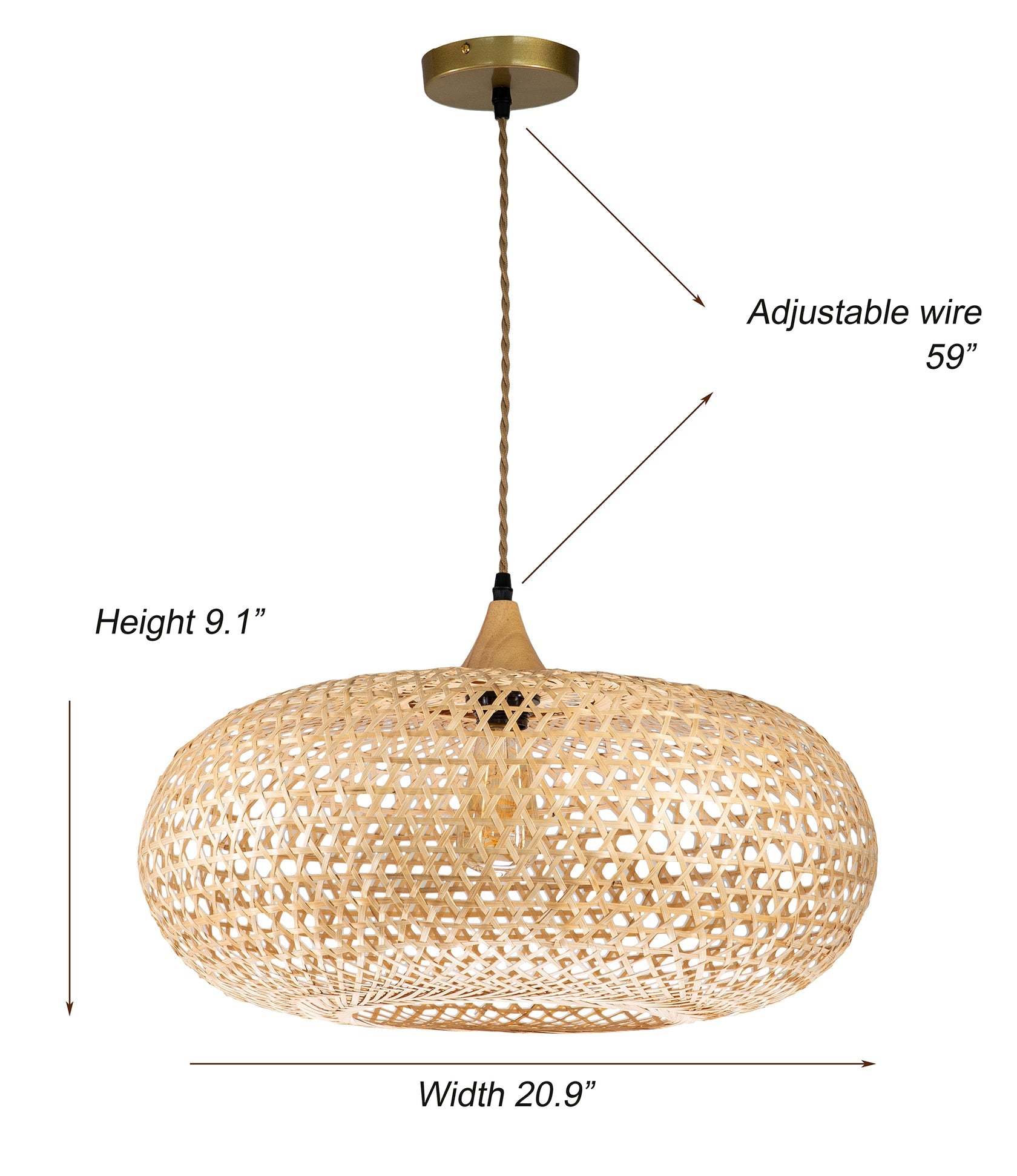 Ele Rattan Pendant Light D20 By Ele Light & Decor | Pendant Lamps |  Modishstore  - 5