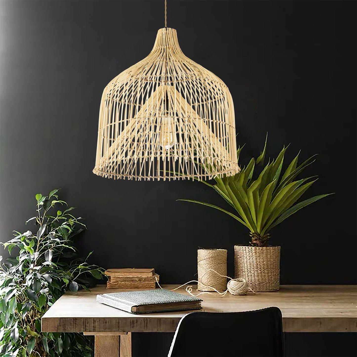 Ele Large Handwoven Rattan Pendant Light By Ele Light & Decor | Pendant Lamps |  Modishstore  - 3