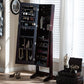 baxton studio alena black finishing wood free standing cheval mirror jewelry armoire | Modish Furniture Store-4
