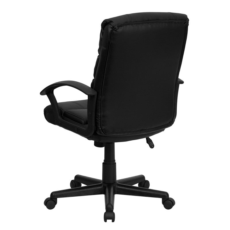 Flash Furniture GO-1004-BK-LEA-GG Mid-Back Black Leather Swivel Task Chair | Office Chairs | Modishstore-3