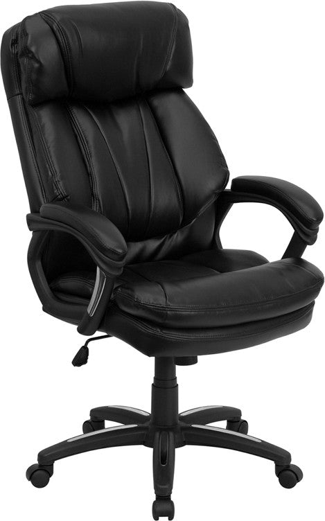 Flash Furniture GO-1097-BK-LEA-GG High Back Black Leather Executive Swivel Office Chair | Office Chairs | Modishstore - 1