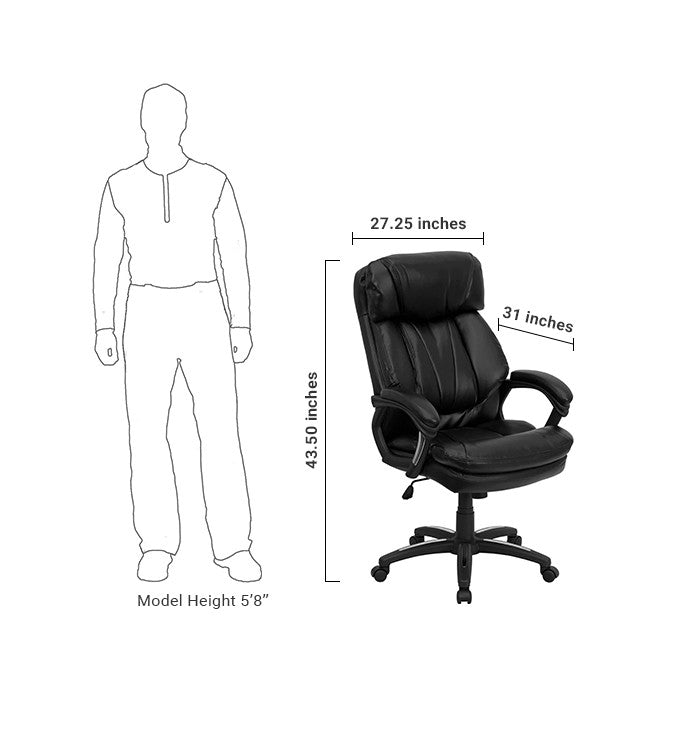 Flash Furniture GO-1097-BK-LEA-GG High Back Black Leather Executive Swivel Office Chair | Office Chairs | Modishstore - 5